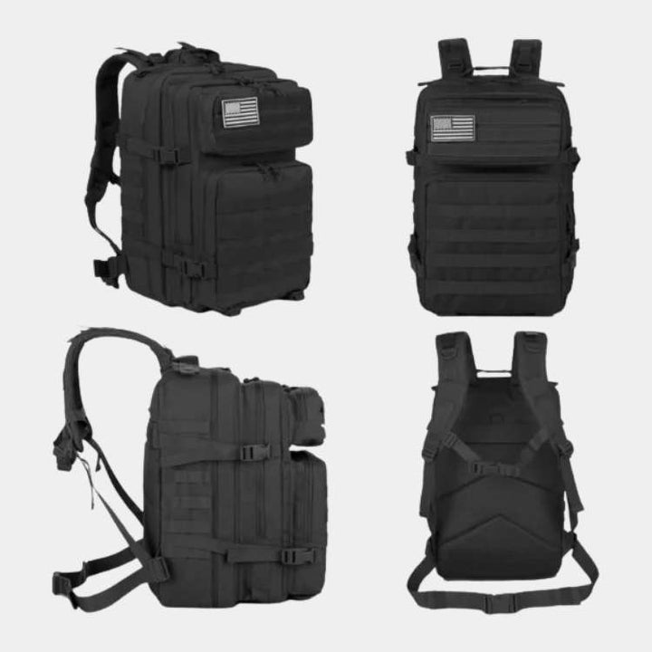 Multi-pocket unisex survival backpack for hiking, camping & outdoor adventures. Tactical, durable travel gear.