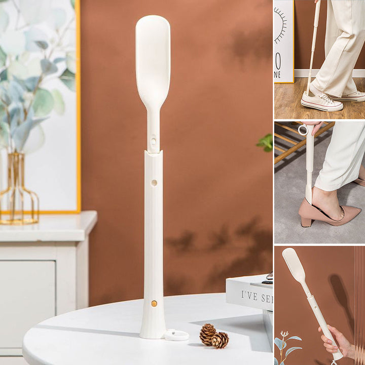 Compact telescopic shoe horn collapsed, ideal travel accessory & mobility aid for easy storage