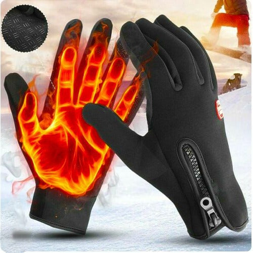Unisex thermal winter gloves with touch screen fingers for cold weather cycling & hiking.