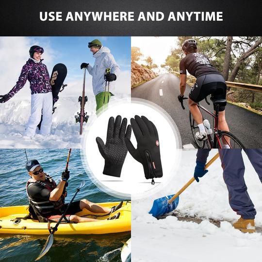 Black touch screen winter gloves, fleece-lined for warmth, perfect for driving & phones.