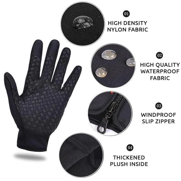 Cold weather cycling gloves: unisex, thermal, anti-slip, windproof, & touch screen compatible.