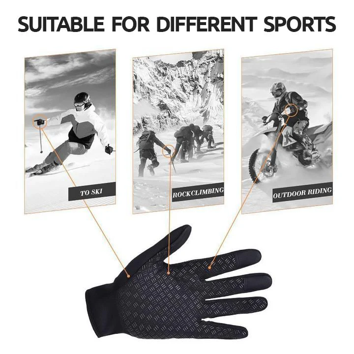 Fleece-lined winter gloves for men & women, offering touch screen ability & water resistance.