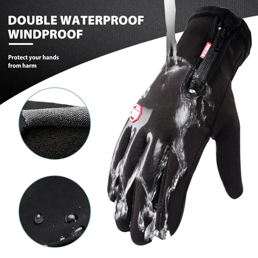 Durable unisex thermal gloves, anti-slip palm for hiking & outdoor gear in cold weather.