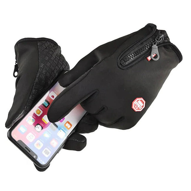 Warm unisex gloves with sensitive touch screen fingertips, ideal for winter sports & driving.