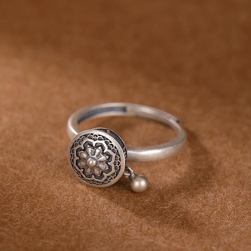Buddhist prayer wheel ring, unisex design, copper, perfect for daily wear or as a gift