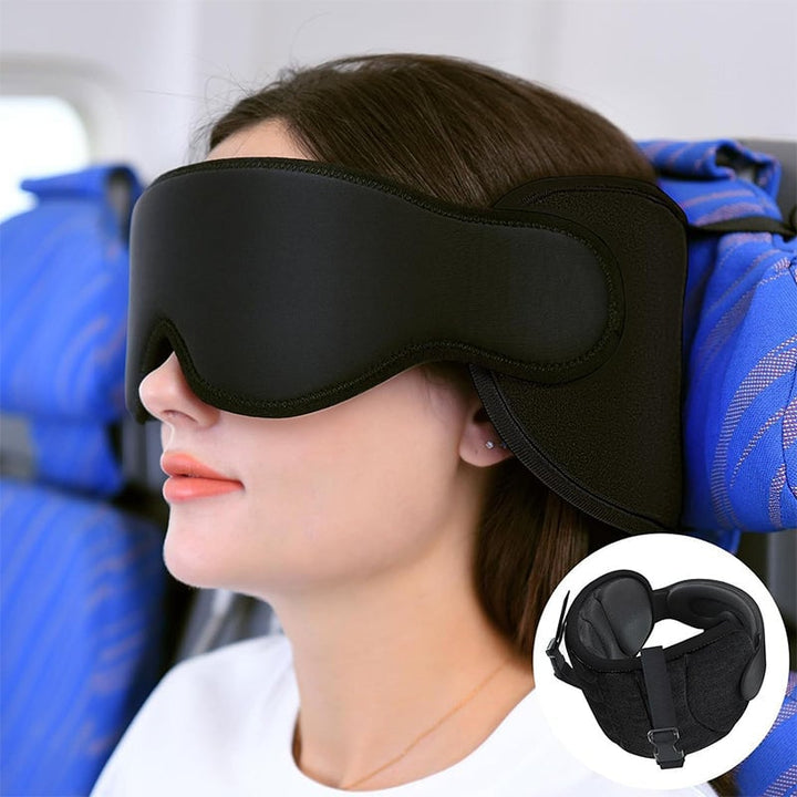 Unisex travel neck pillow set in gray with head support & eye mask for comfortable car sleep