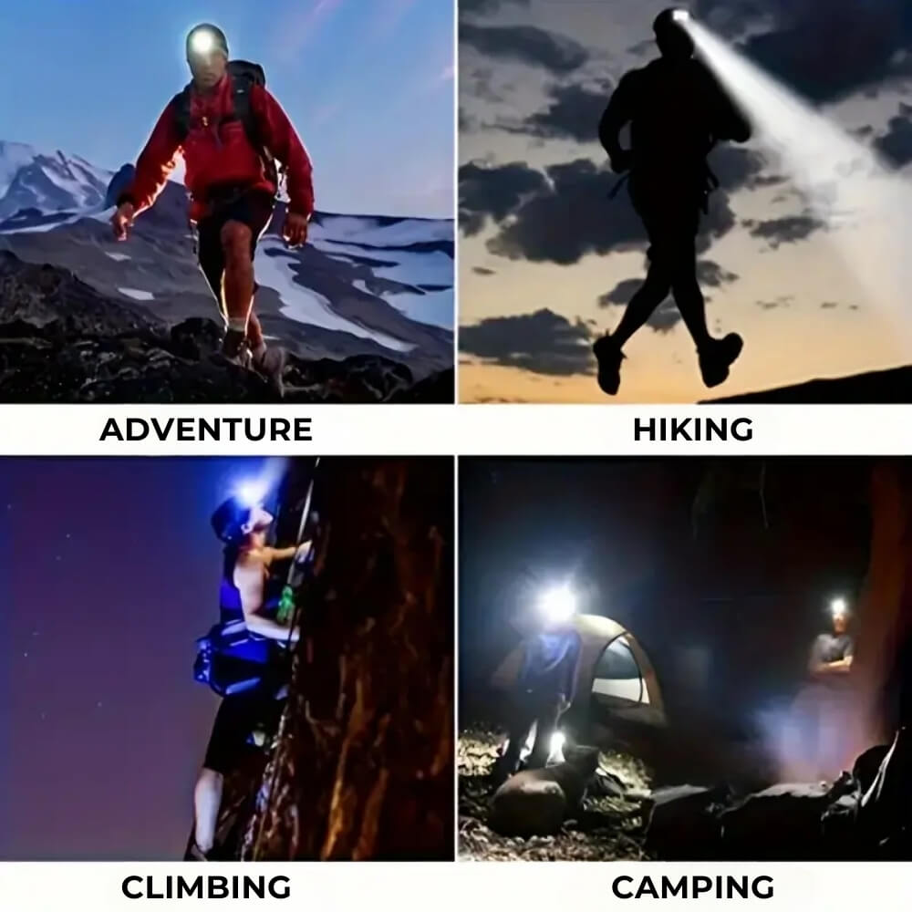 Powerful LED headlamp for night hiking & camping. Hands-free bright light for outdoor adventures & emergency use.