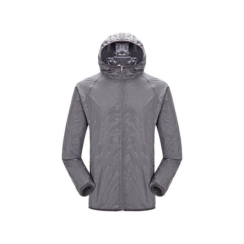 Outdoor shot of the ultra-lightweight windbreaker, reflecting its use as essential weather protection.