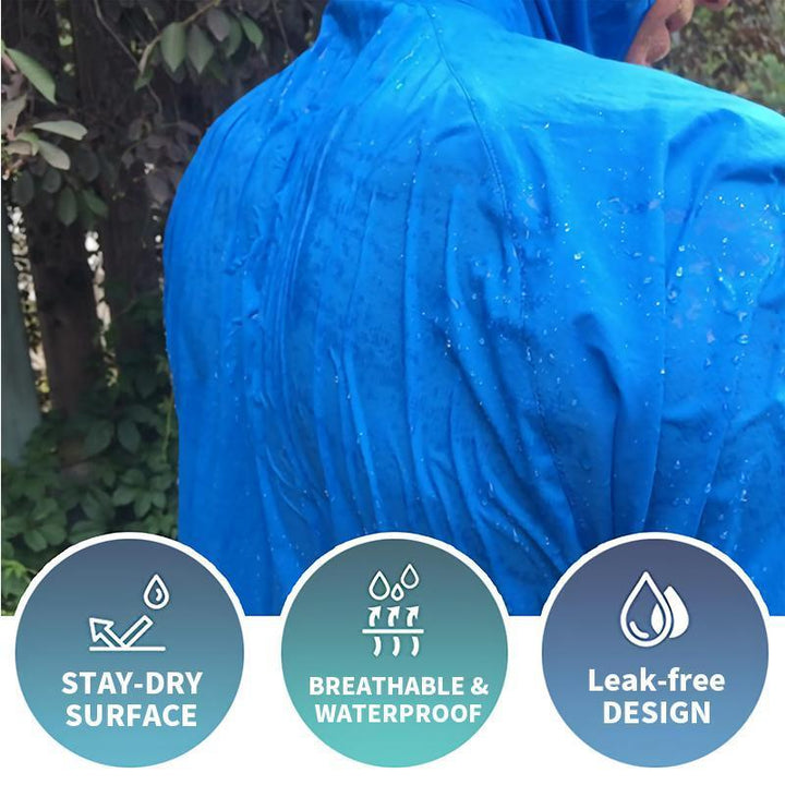 Close-up of the breathable fabric on the windbreaker, showing its rainproof & UV protection features.