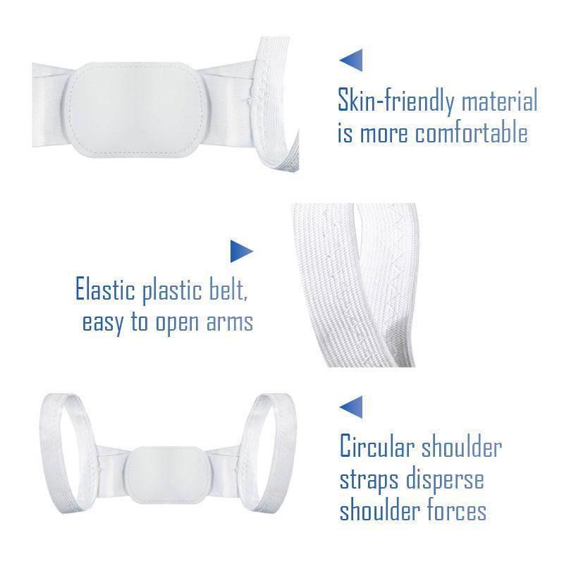 Diagram showing correct spine alignment with the use of the posture corrector brace