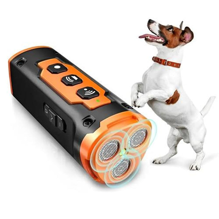 Unisex ultrasonic bark control device for gentle dog training.