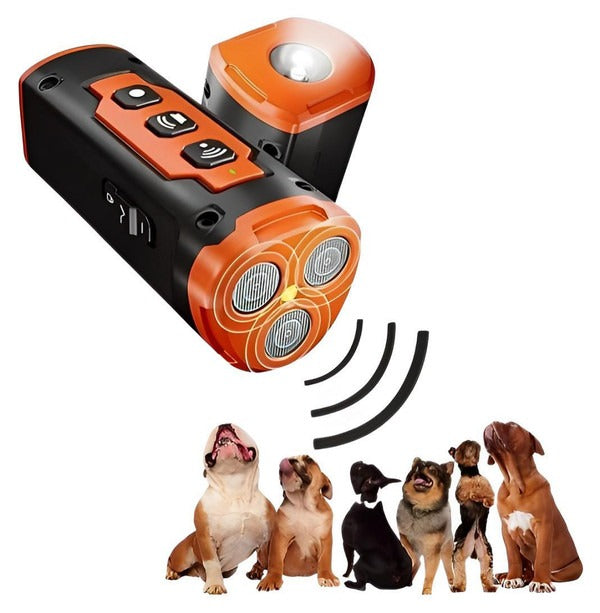 Orange & black ultrasonic anti-bark device for effective dog training.