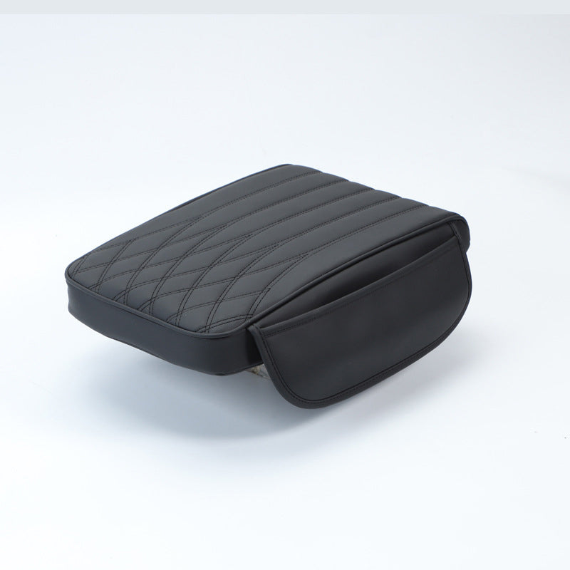 Memory foam leather armrest cushion, universal, offering superior driving comfort and support.