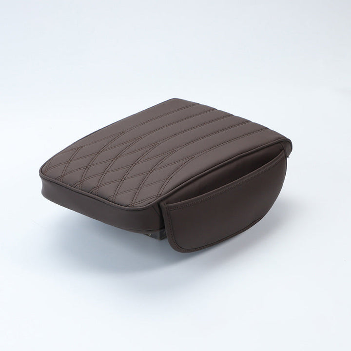 Slip-resistant universal leather car armrest cover, ensuring secure placement and interior protection.