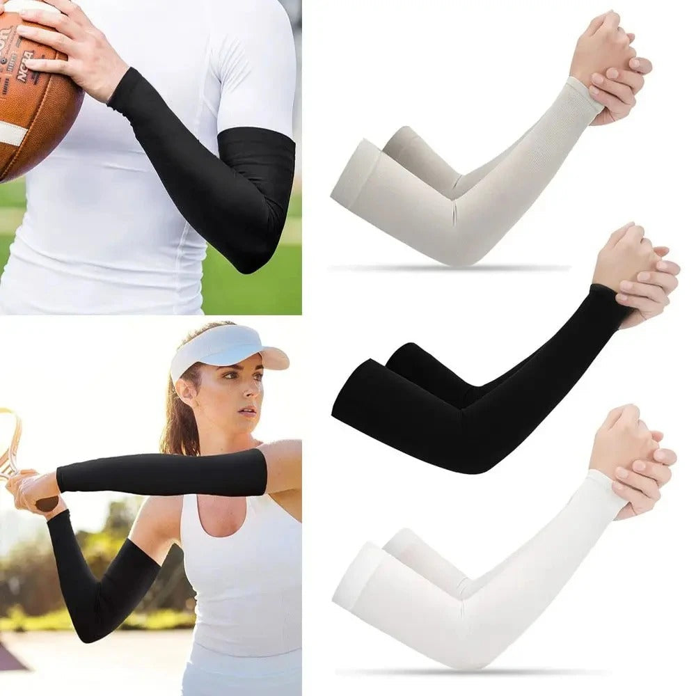 Cooling arm sleeves for outdoor gear. Provides excellent UV protection, perfect for athletic wear.