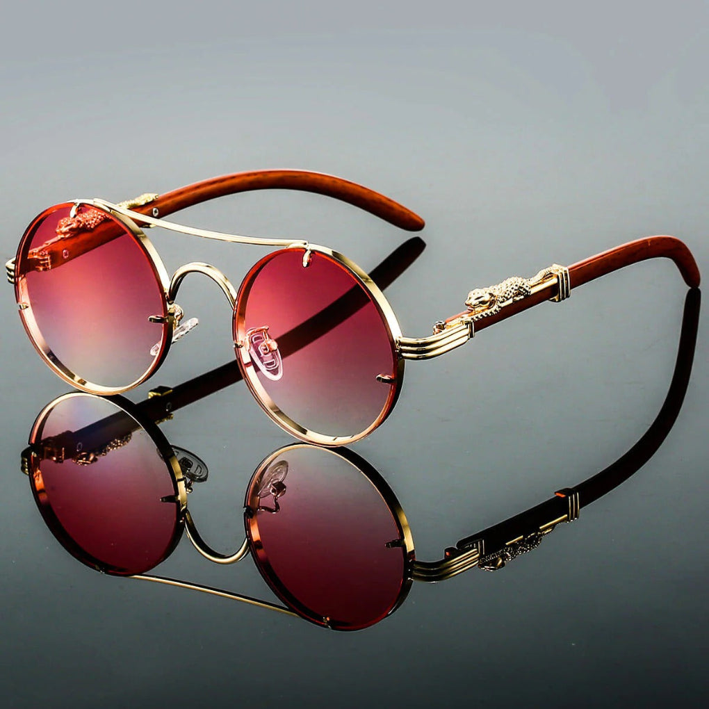 Stylish unisex retro sunglasses with double bridge, round frames, gradient lenses, and UV400 eye protection.