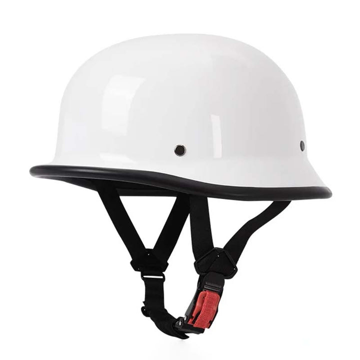 Classic vintage half-face motorcycle helmet for riders, unisex design, iconic open-face style.