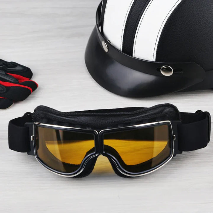 Stylish retro motorcycle goggles, providing impact protection for any rider.