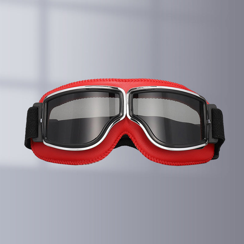 Impact-resistant vintage goggles, essential eye protection for adventurous riders.