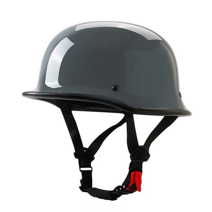 Gloss black open-face vintage helmet, ECE DOT certified unisex biker gear.