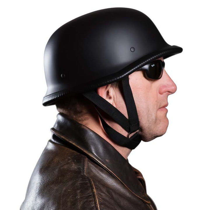Vintage open-face motorcycle helmet, essential retro biker gear with ECE DOT cert.