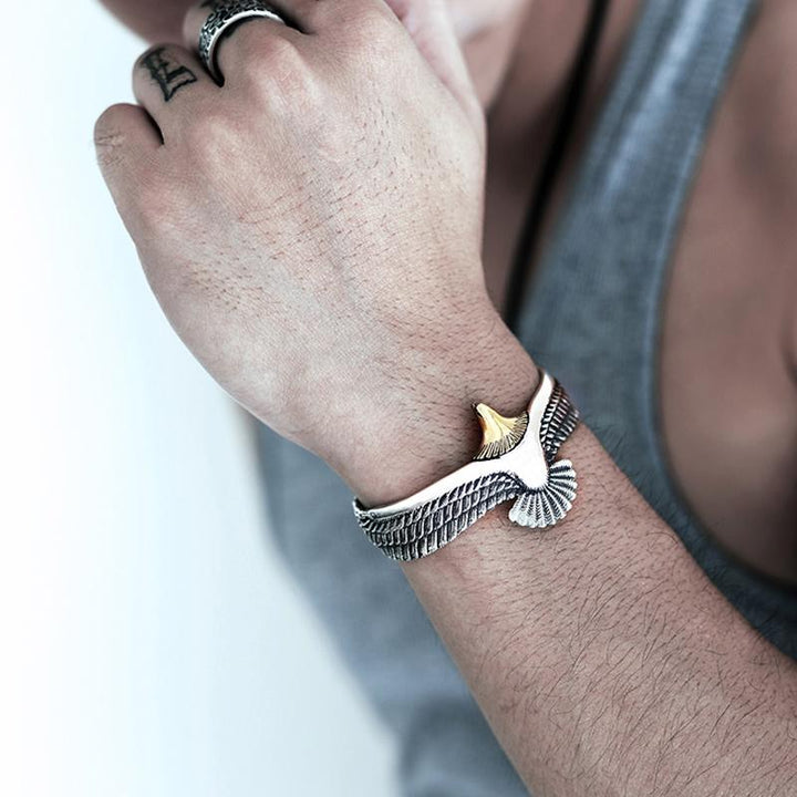 Studio shot of the unisex adjustable copper eagle bracelet, emphasizing its intricate craftsmanship and vintage appeal.