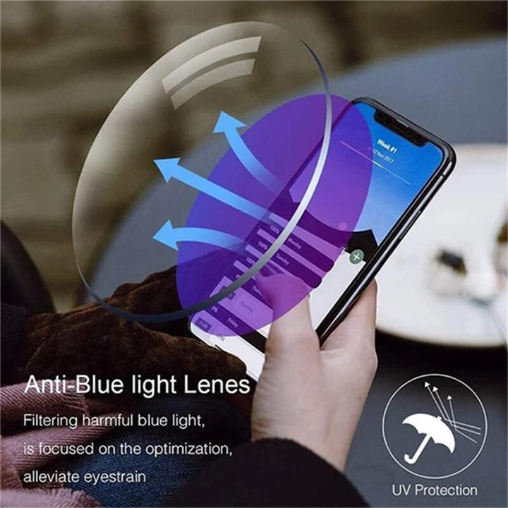 Comfortable VisionGuard unisex progressive lenses. Blue light filtering for all-day vision correction & protection.