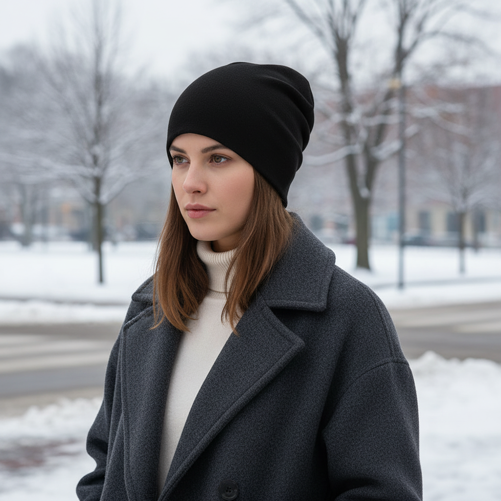 Cozy unisex slouchy beanie hat, ideal for men & women. Warm winter headwear for casual style and cold weather.