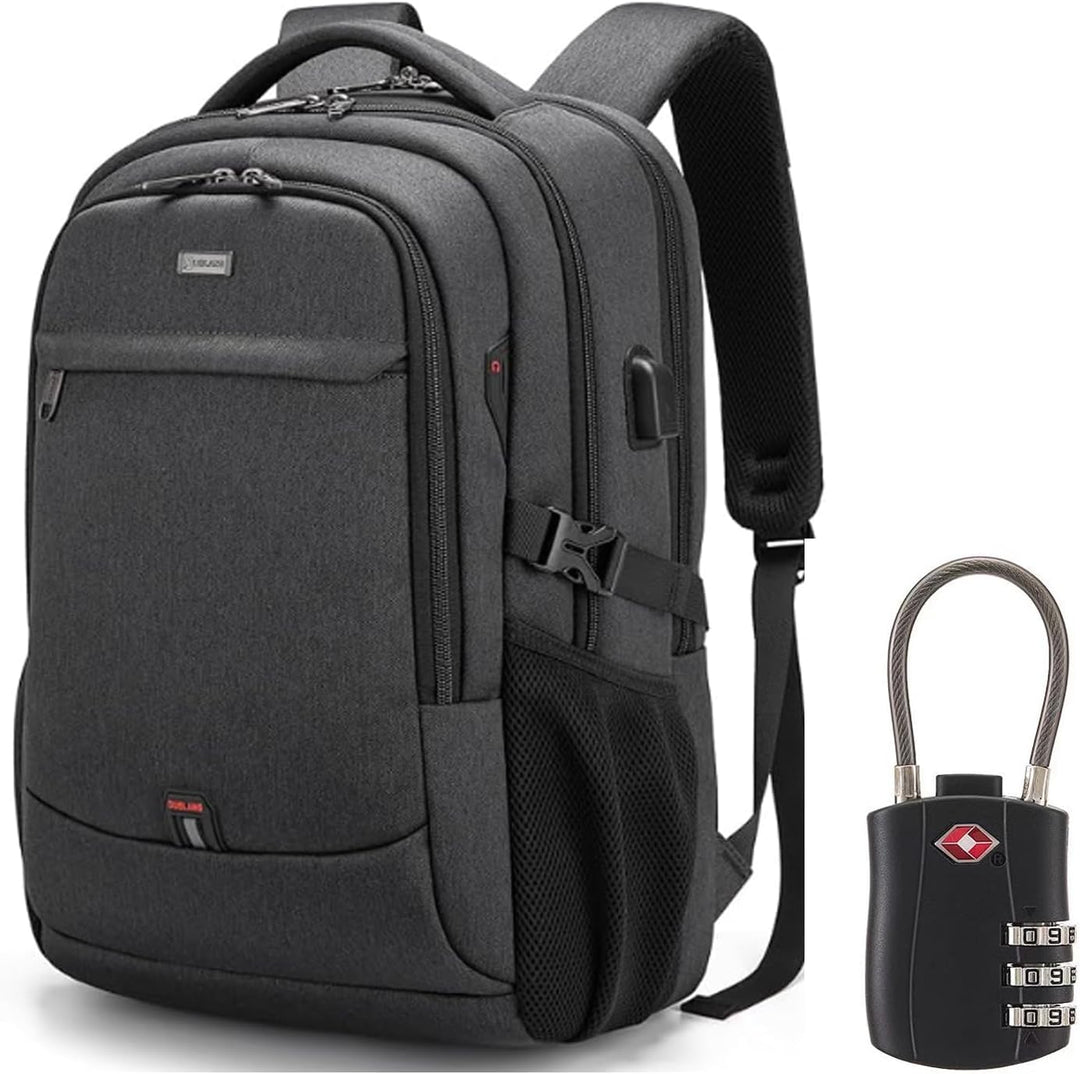 Unisex water-resistant travel laptop backpack with USB port, perfect for daily commute.