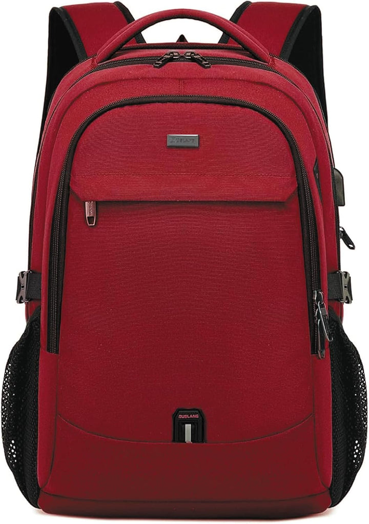 Water-resistant commute backpack with luggage strap, fits 15.6-inch laptop.