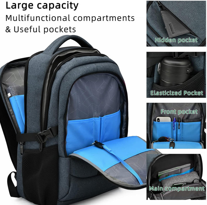 Secure anti-theft travel backpack, water-resistant, with a convenient USB port.