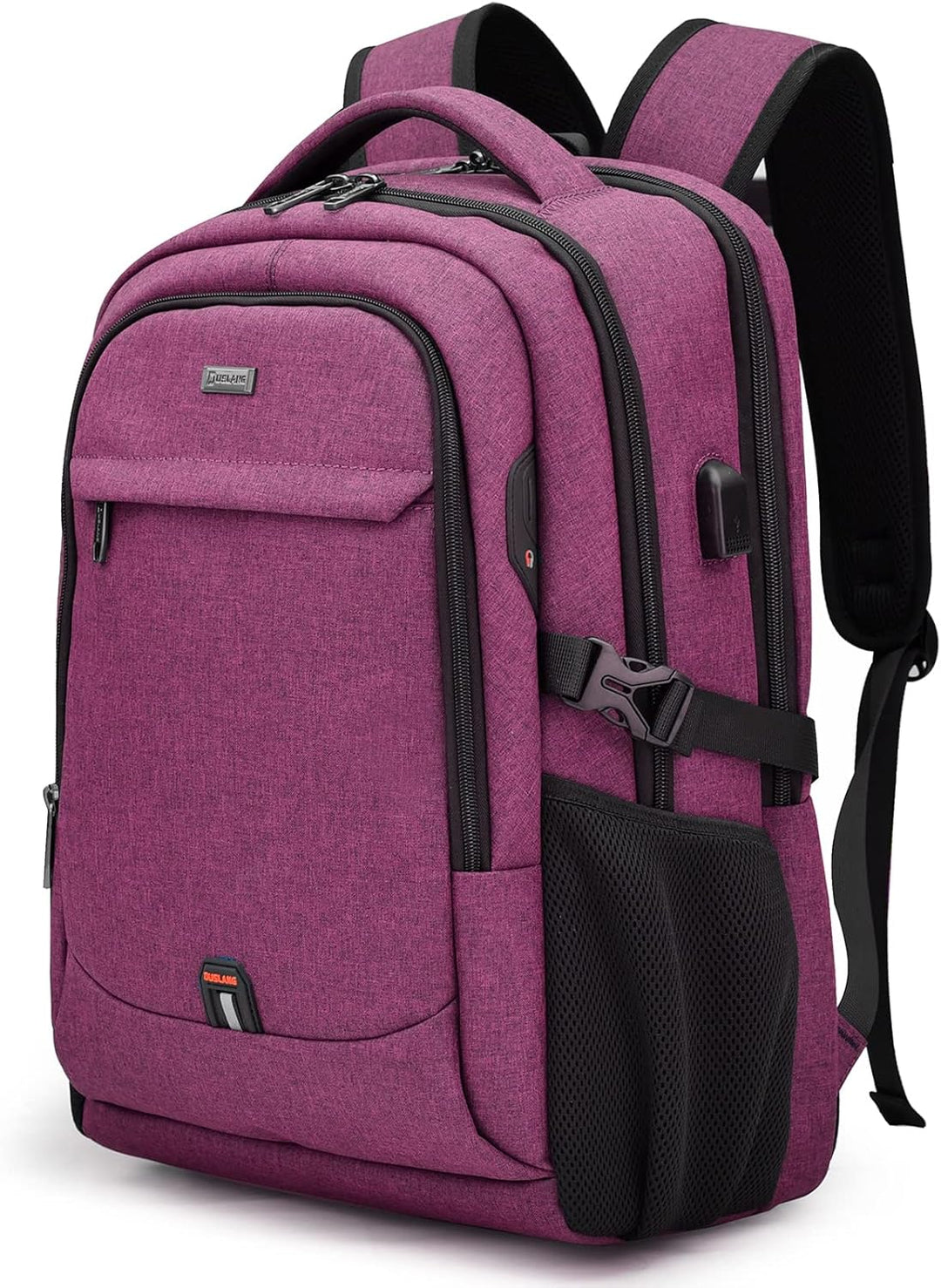 Modern water-resistant backpack, USB port, perfect for electronics & travel.