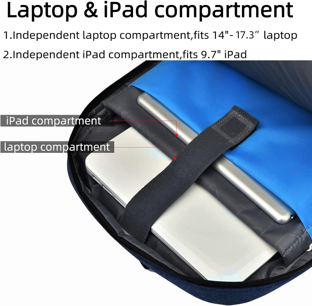 Organized travel backpack with USB charging port, designed for modern commuters.