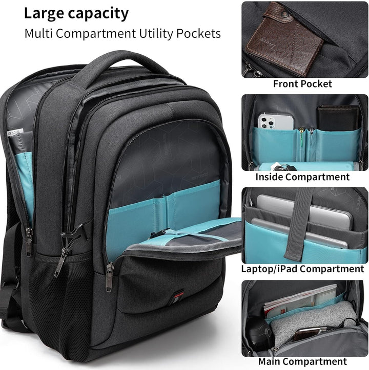 Laptop backpack, unisex, water-resistant, perfect for students & professionals.