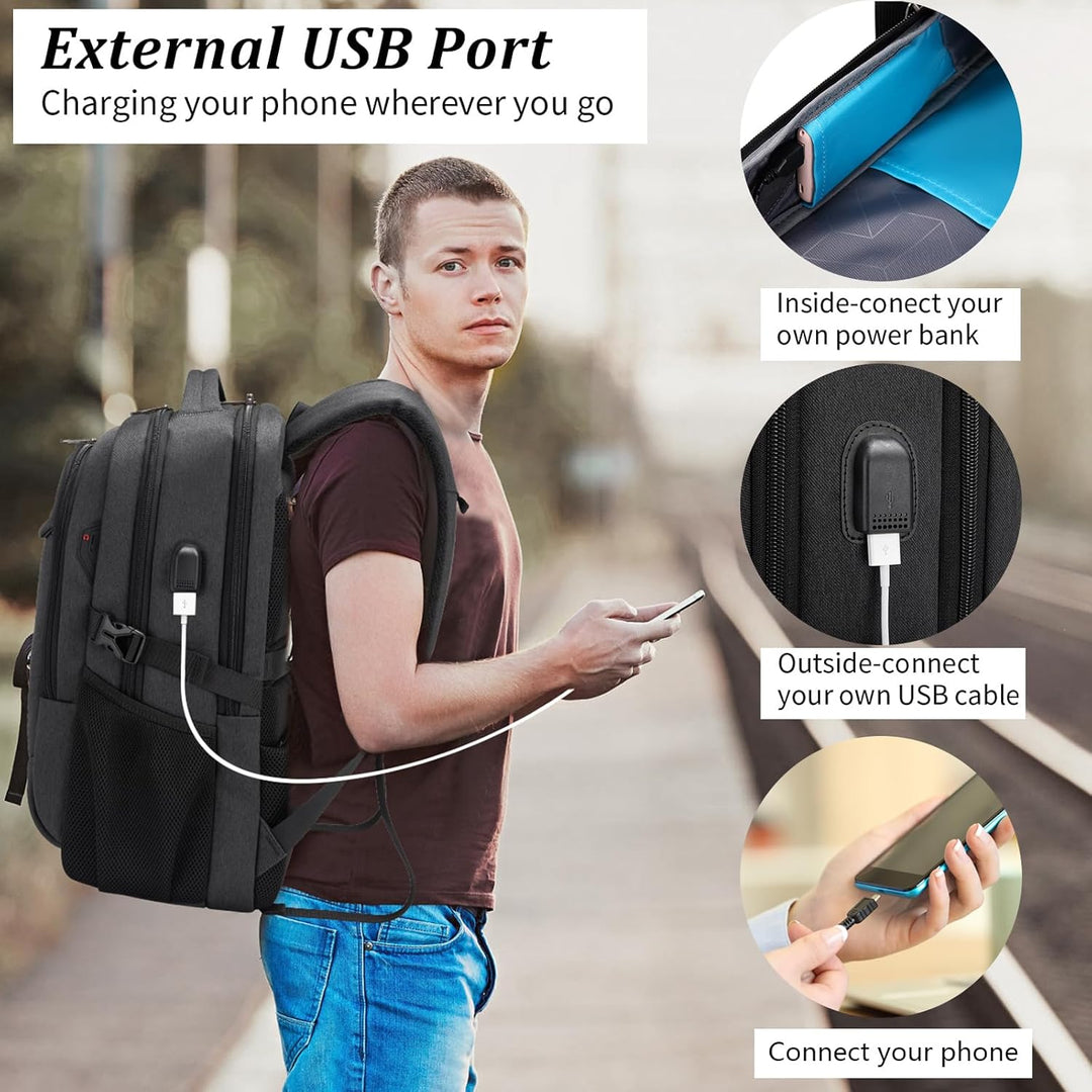 Unisex travel backpack, water-resistant, featuring a secure anti-theft design.