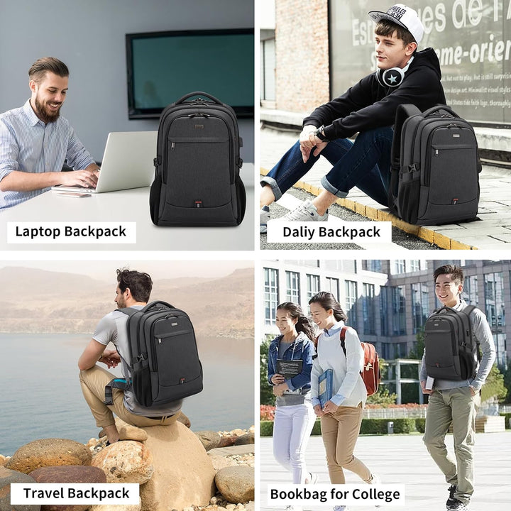Student commute backpack, water-resistant, with a USB port for charging devices.