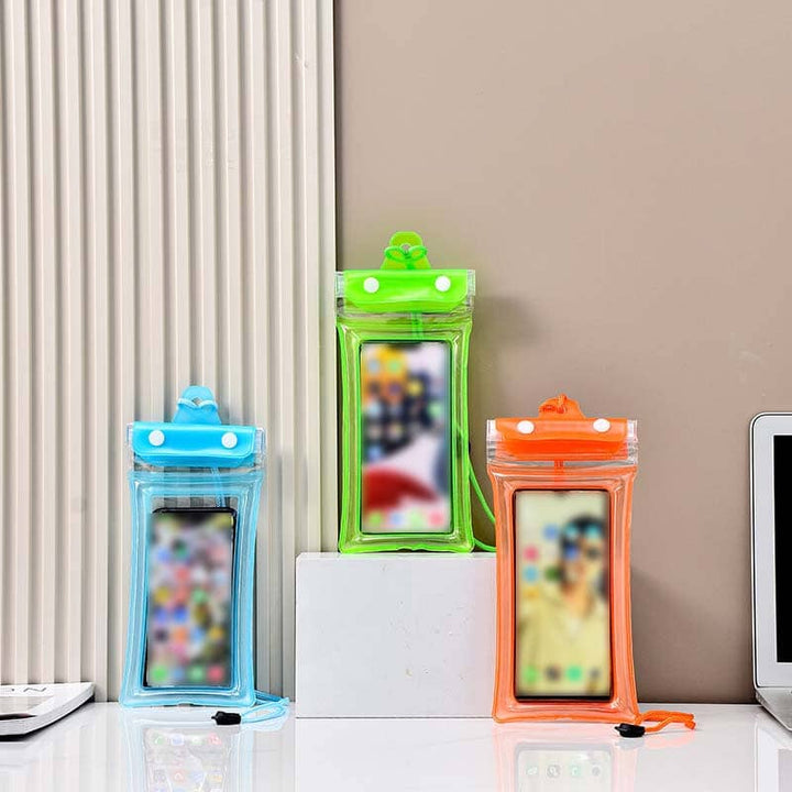 Protective phone pouch accessory for water activities, compatible with most smartphones