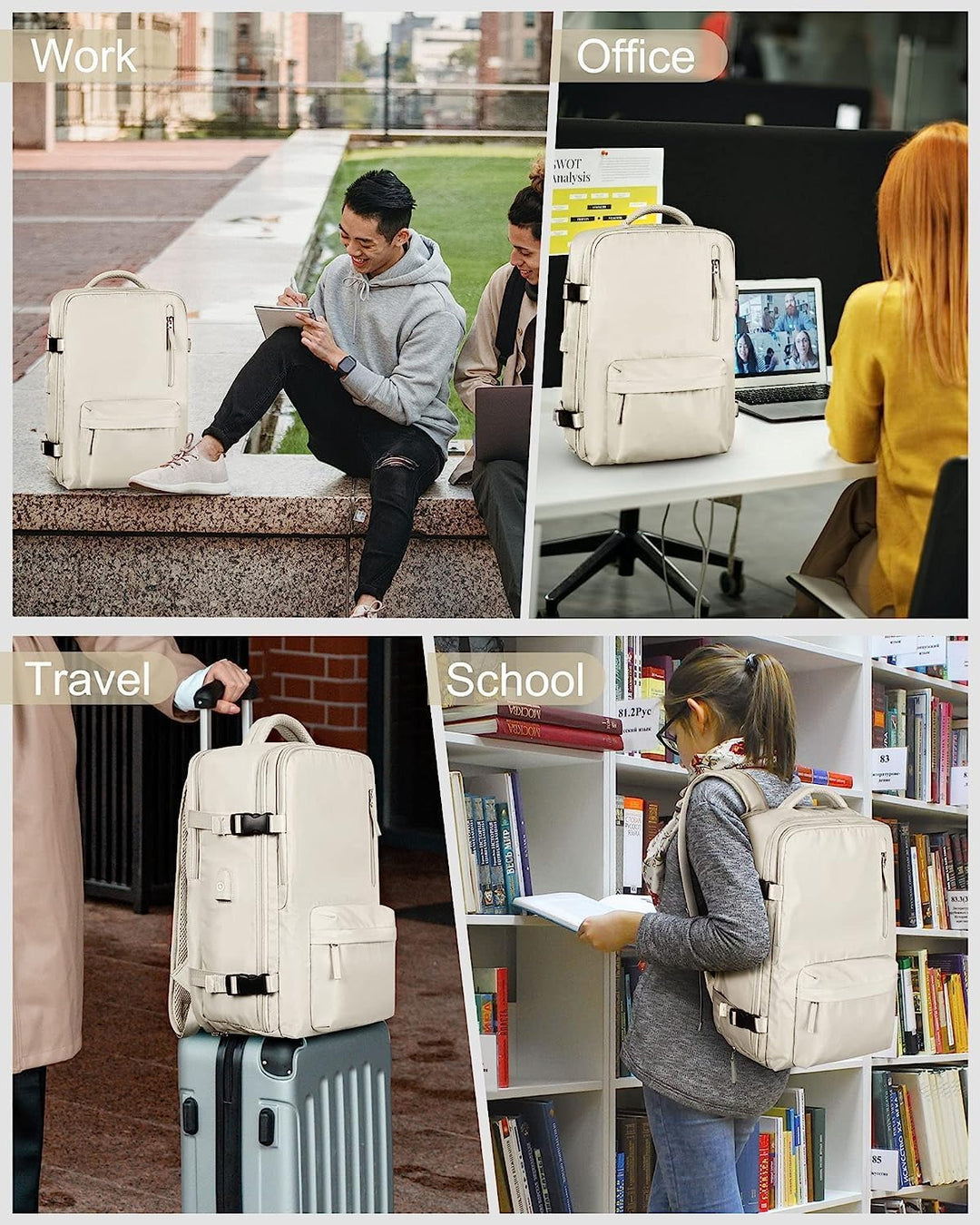Spacious unisex waterproof travel backpack featuring a separate shoe compartment & integrated USB port for adventure.
