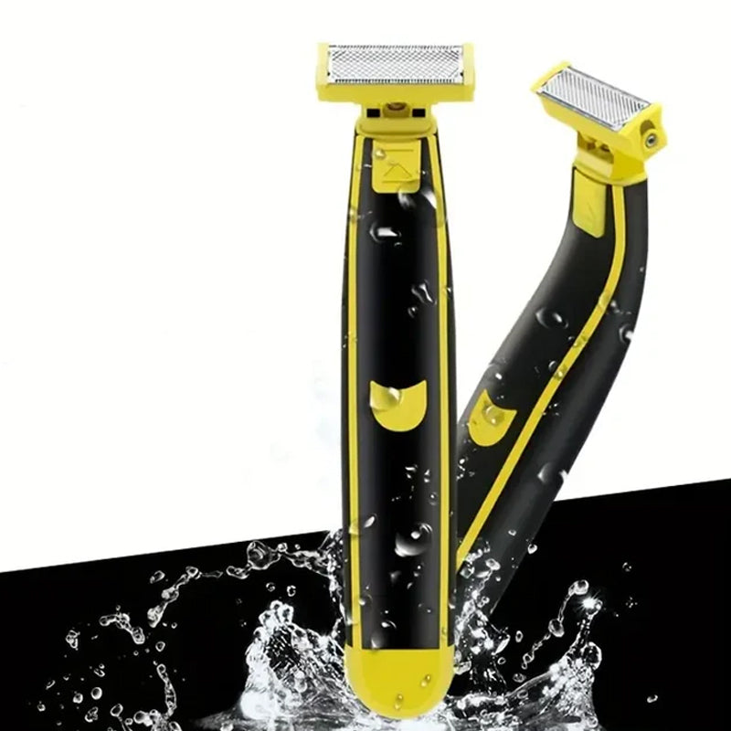 Packaging of the Wet & Dry Electric Body Shaver highlighting its features and versatility