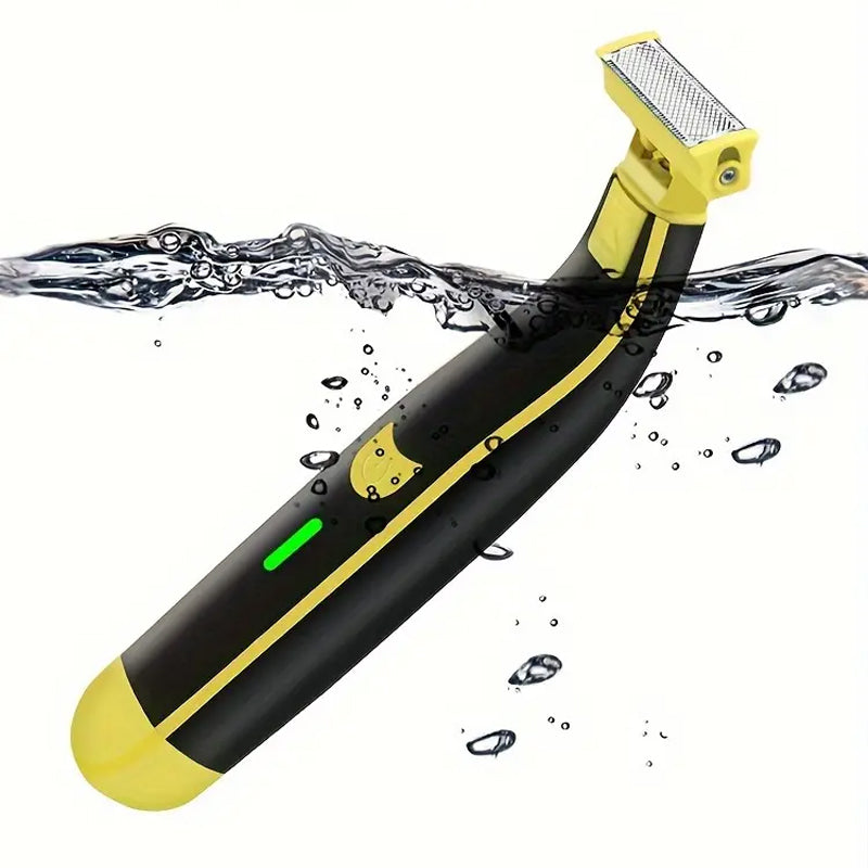 Electric shaver demonstrating effectiveness on legs, suitable for both men and women