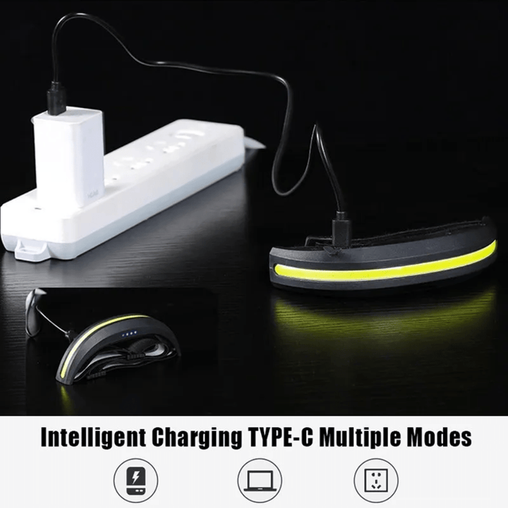 Comfortable, hands-free rechargeable headlamp provides bright, wide-angle light for outdoor running, camping, and fishing.