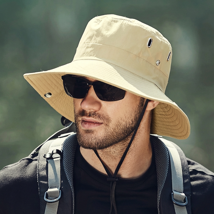 Adjustable unisex UV protection sun hat for hiking & beach, breathable and lightweight for all-day comfort.