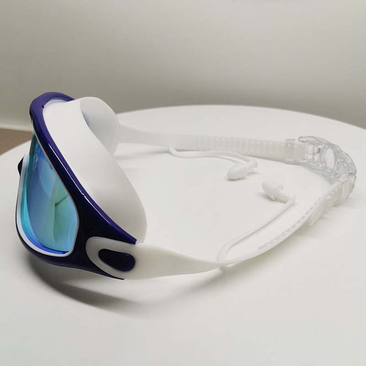 Water sport ready: unisex anti-fog wide view swimming goggles with secure silicone fit.