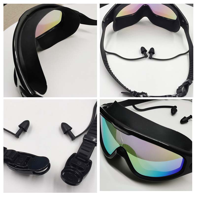 Clear vision wide view anti-fog swimming goggles, unisex design, perfect for competitive or casual use.
