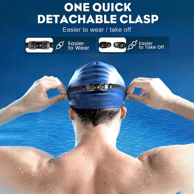 Comfort fit unisex swim goggles featuring panoramic anti-fog lenses for clear underwater vision.