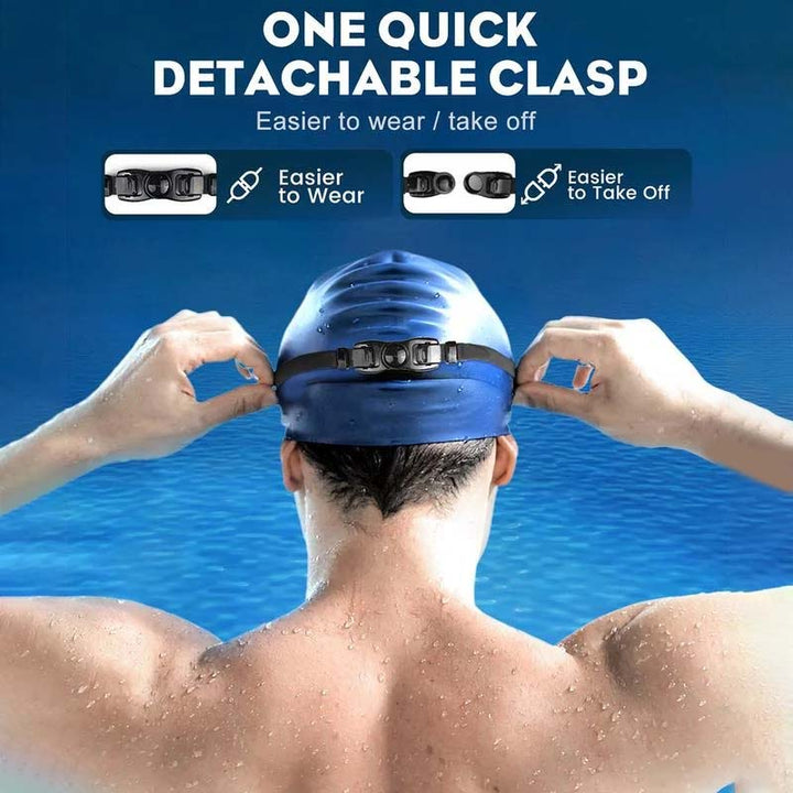 Comfort fit unisex swim goggles featuring panoramic anti-fog lenses for clear underwater vision.