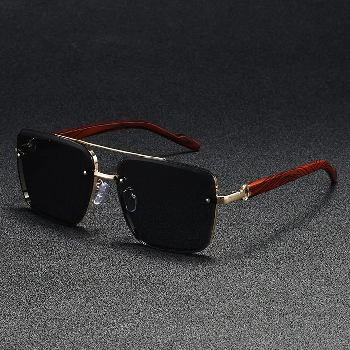 Stack of Unisex Wood-Inspired UV400 Sunglasses in different shades, offering diverse style choices