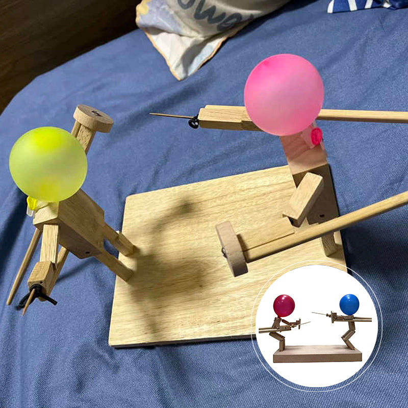 Unisex wooden battle bots, handcrafted and durable, perfect for a lively balloon fight party game