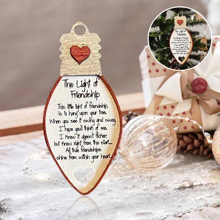Handmade wooden friendship ornament, a unique and meaningful present for any close friend