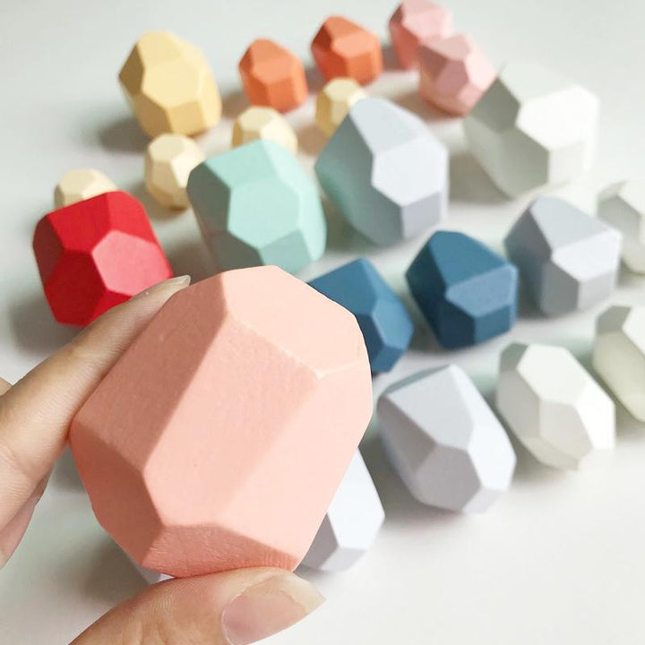 Colorful wooden stacking pine blocks, natural and educational toy for kids